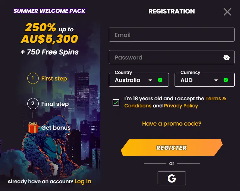 Wild Tokyo Casino sign up — registration on desktop or mobile